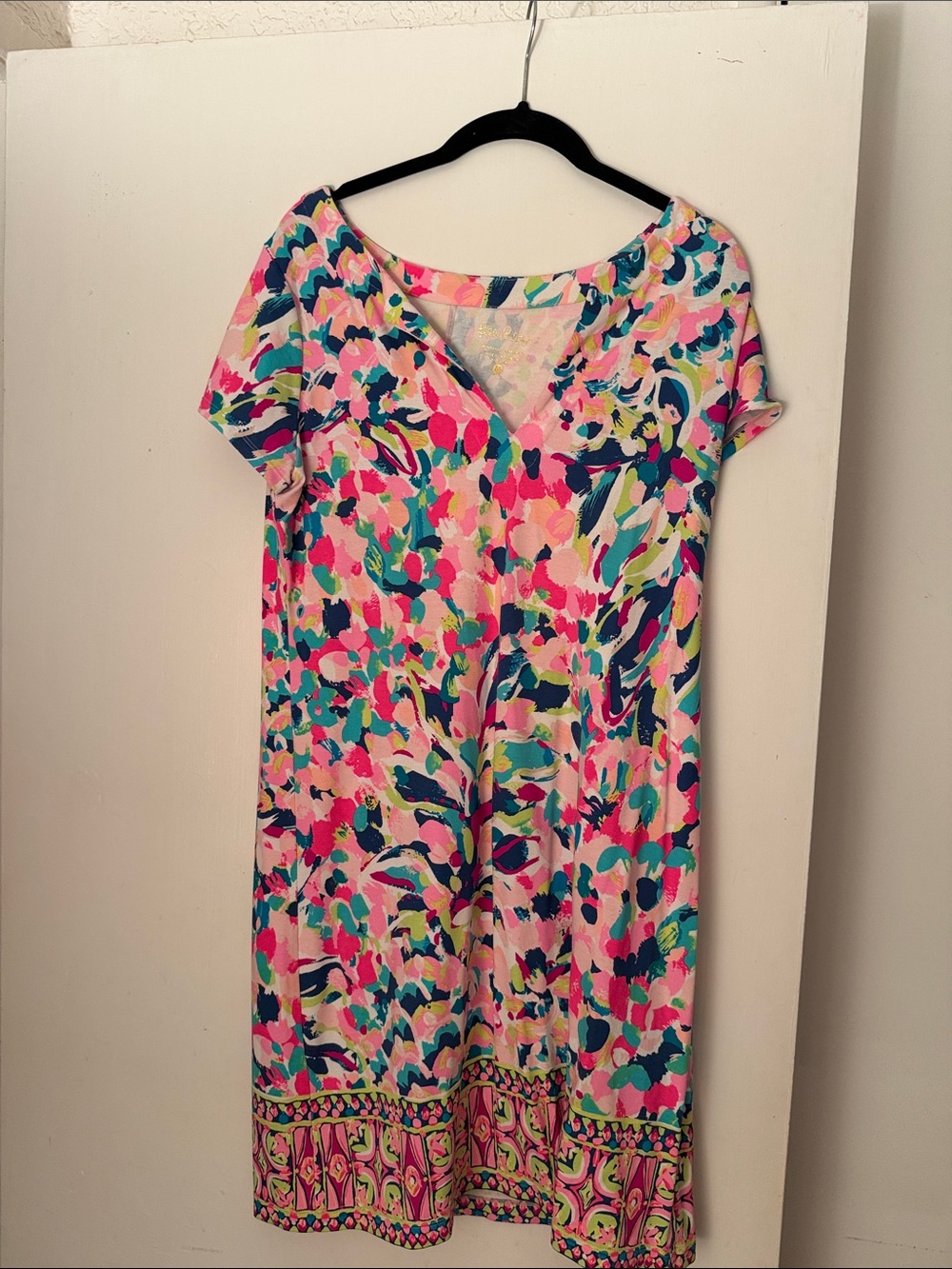 Lilly Pulitzer Multicolor Pink & Blue Floral V-Neck Dress